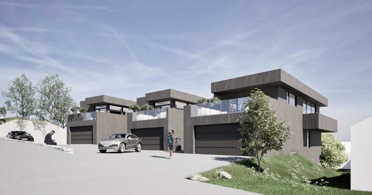 3 nye eneboliger i etablert nabolag